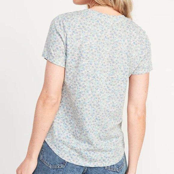 NWT Old Navy EveryWear Printed Slub-Knit Tee T-Shirt Blue Floral Women Large - Picture 4 of 8